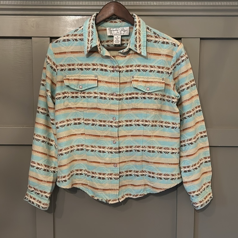 Tasha Polizzi TP Saddle Blanket Western Button Down Shirt Long Sleeve Sz Medium
